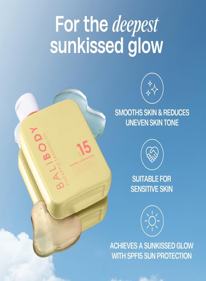 بالي بودي زيت تسمير الجسم بالأنناس من بالي - عامل حماية من الشمس 15 | مُسمّر للجسم لإطلالة ذهبية عميقة مع حماية من الأشعة فوق البنفسجية | غني بمستخلص الأناناس وزيت اللوز | منتج أسترالي نباتي ولم يُختبر على الحيوانات (100 مل/3.4 أونصة سائلة) - Image 4